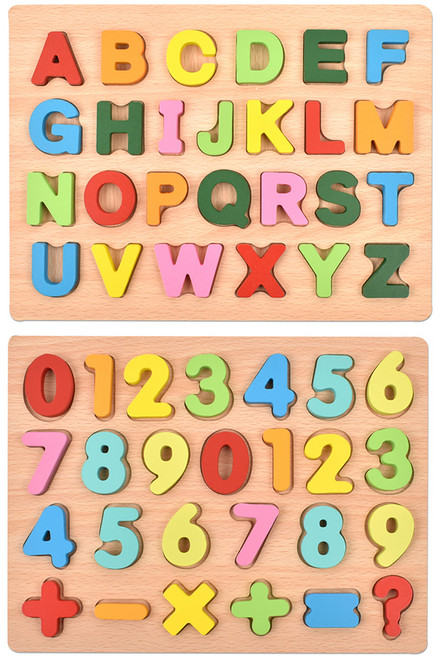 오즈토이 목제 입체 퍼즐 숫자+영어 알파벳 대문자, 1개, 52피스