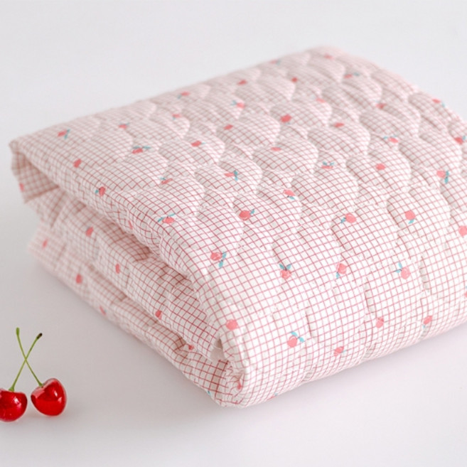 누빔원단 하트누빔 꽃 체크 나염 가방원단 홈패션 자두앤디 원단, 핑크, 1개