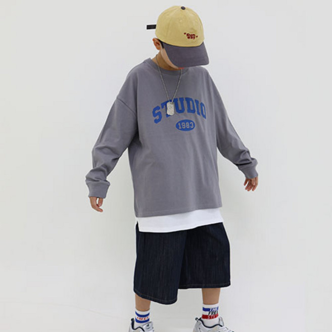 소년마켓 아동용 스튜디오 시보리 긴소매 티셔츠