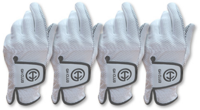 지에이치 남성용 쿨메쉬 실리콘 골프장갑 왼손용, 화이트, 4개