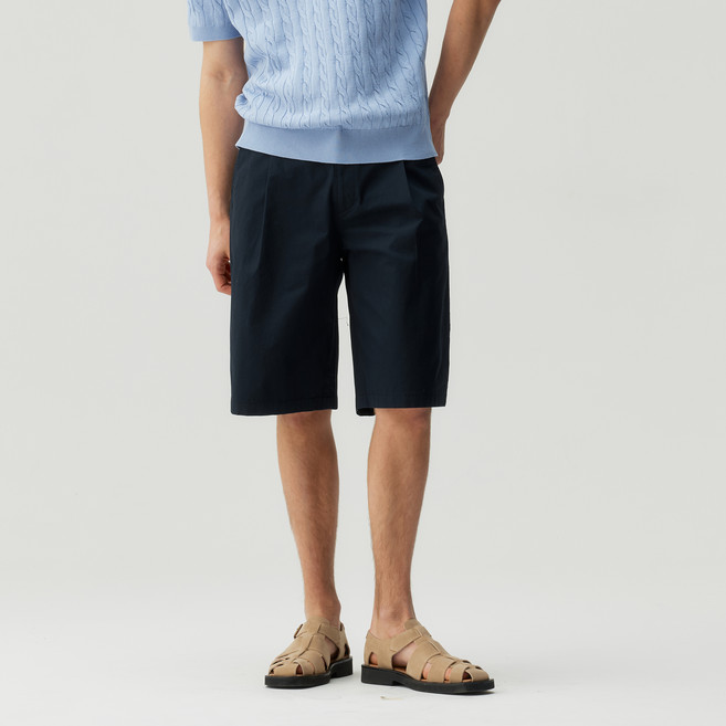 마인드브릿지 남성용 와이드 원턱 버뮤다 면 하프팬츠 MZHP3154