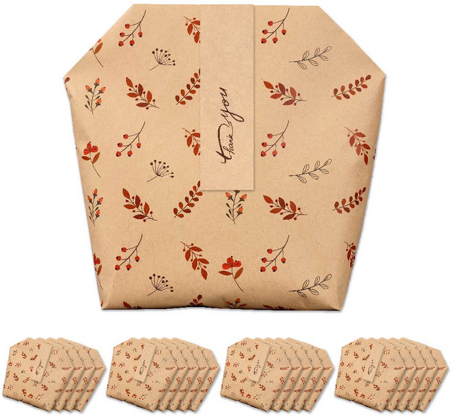 연두앵두 크라프트 기프트백 대형 + 롱스티커, 혼합색상, 20세트