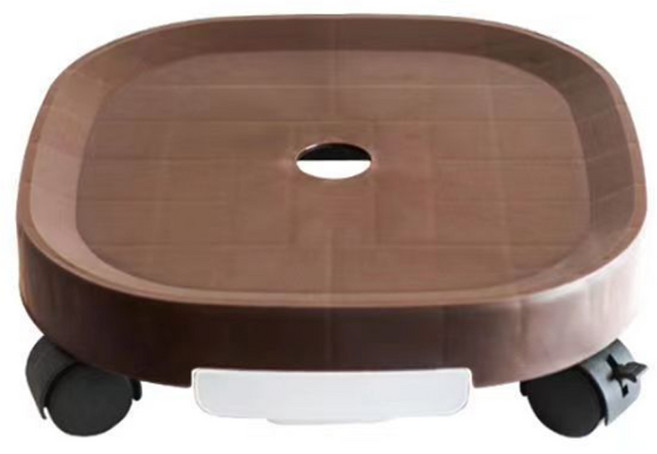 요롬코롬 사각 이동식 화분 받침대, 브라운, 1개