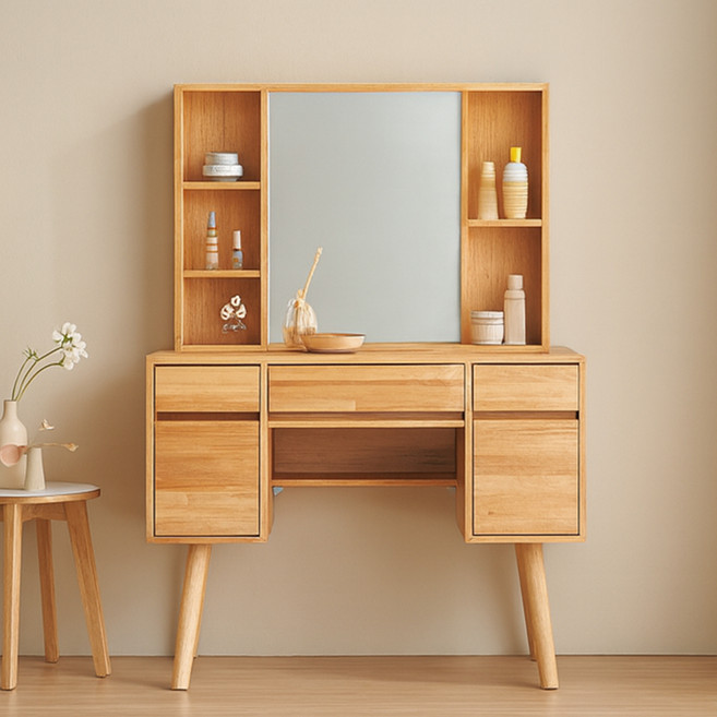 파로마 1000 수납 화장대 + 수납형 거울 세트 방문설치, 메이플