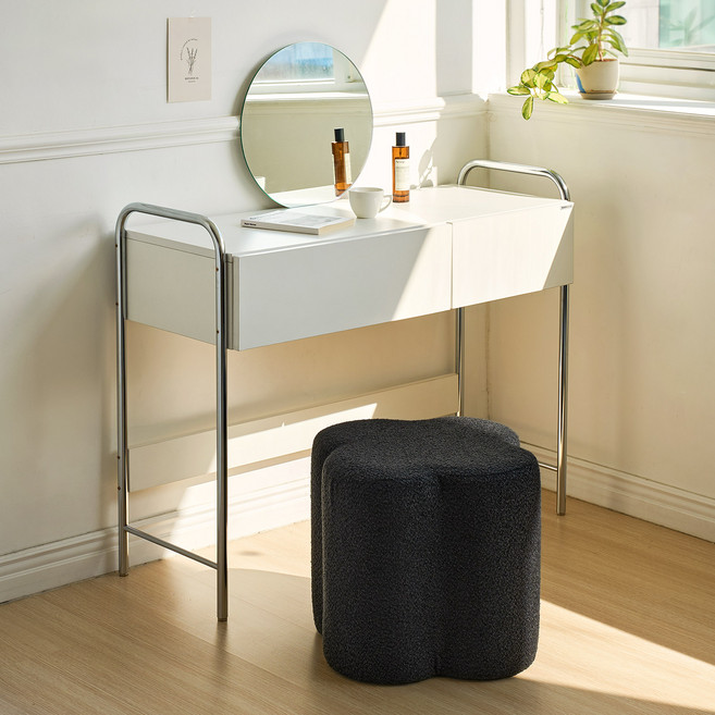 룸앤홈 클로버 스툴, 블랙, 1개