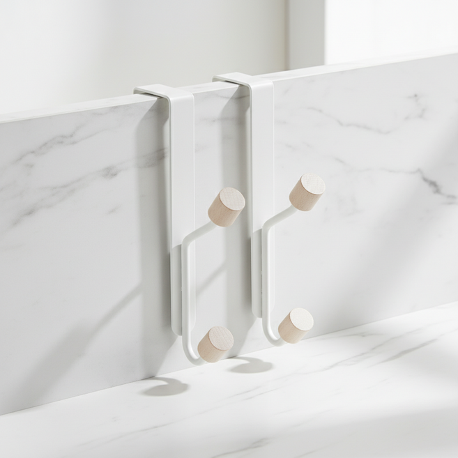 마켓피아 더블 후크 옷 가방 문걸이, 화이트, 2개