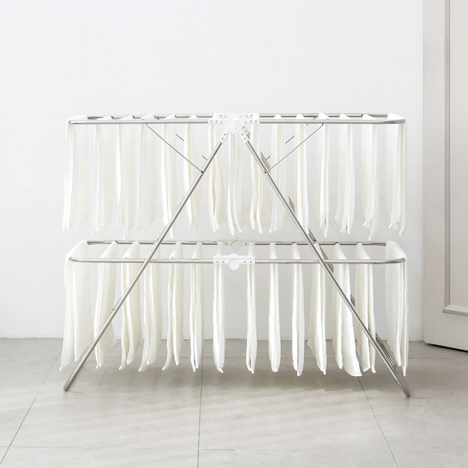 생활백과 스테인레스 빨래건조대 2단, 화이트