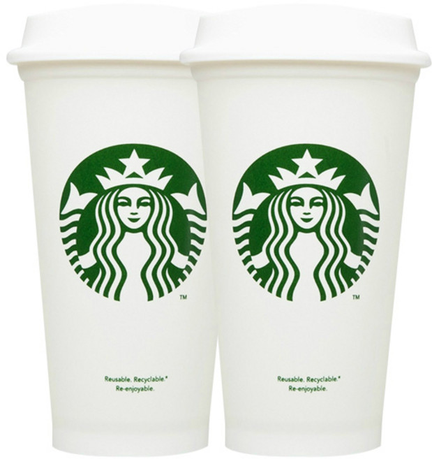 STARBUCKS 星巴克 可重複使用熱飲杯 一般包裝 2入, 1個, 473ml, 白色