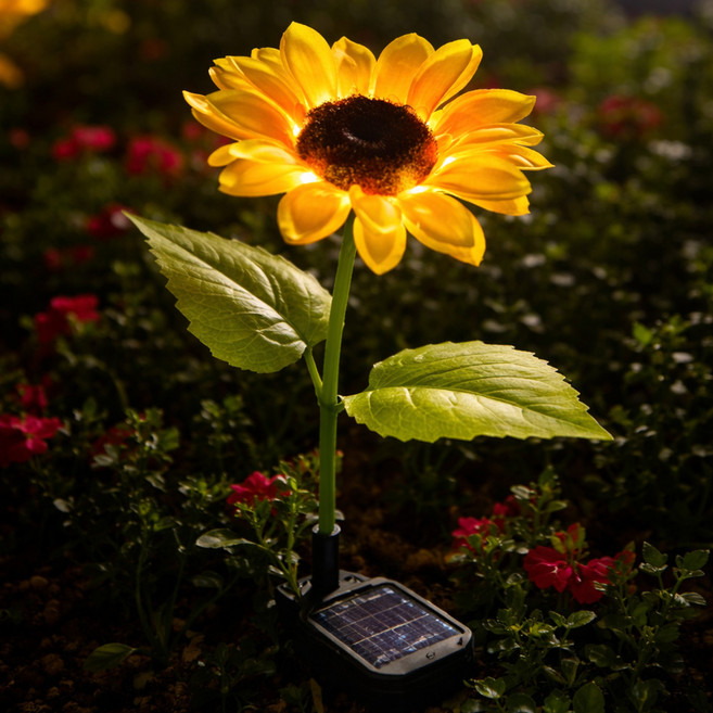 루아즈 LED 야외 정원 해바라기 태양광 조명 1헤드, 혼합색상
