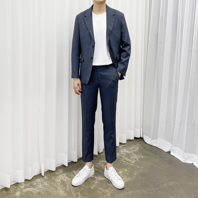 아도르클래식 모던 린넨 스판 캐주얼 빅사이즈 통기성 정장세트