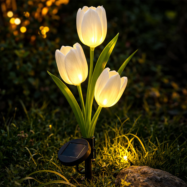 루아즈 LED 야외 정원등 튤립 태양광조명, 흰색