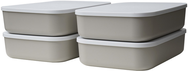 가규 국내제조 모던 라운드 팬트리 리빙박스, 그레이, 낮은형 M, 4개