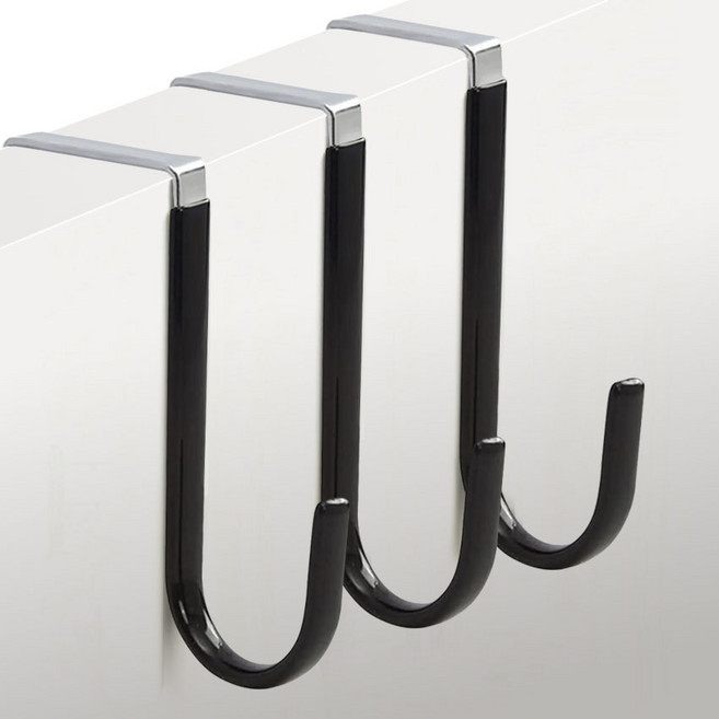 TheLiving 걸이식 논슬립 도어 후크, 블랙, 3개