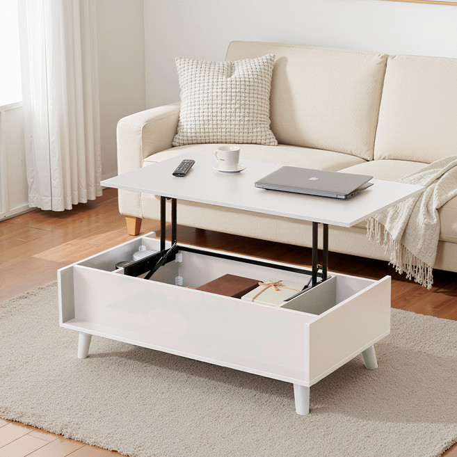 서울소호 리프티 리프트업 거실 소파 노트북 테이블 1000 방문설치, 화이트