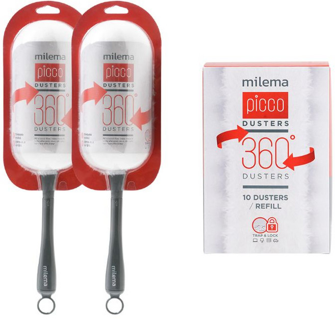 밀레마 피코 더스터 먼지떨이 숏핸들 2p + 리필 10p 세트, 혼합색상, 1세트