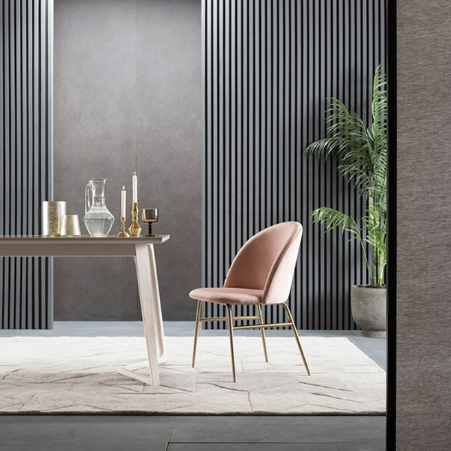 리바트 세레나 벨벳 의자 방문설치, 핑크(시트) + 골드(다리), 1개