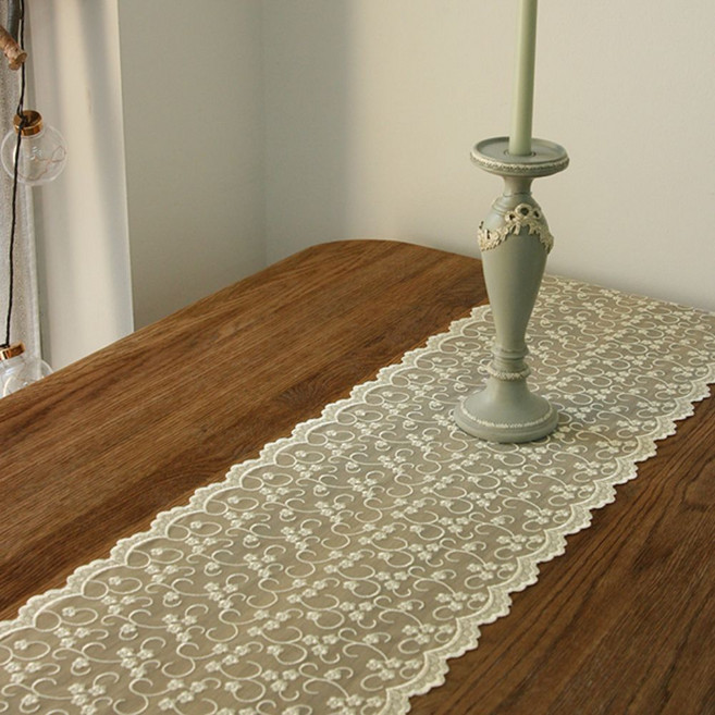 앤코튼 샬롯 레이스 테이블러너, 아이보리, 6인(31 x 220 cm), 1개