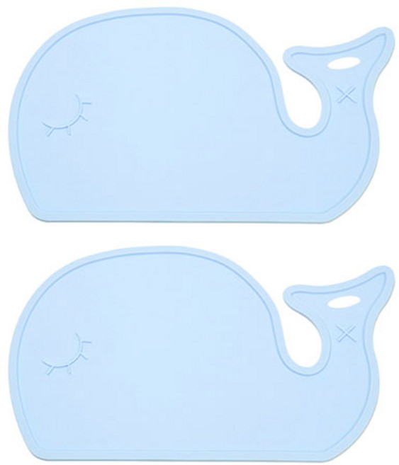 몬스펫 반려동물 오염방지 논슬립 식기 고래 모양 방수매트 46 x 28 cm, 스카이블루, 2개