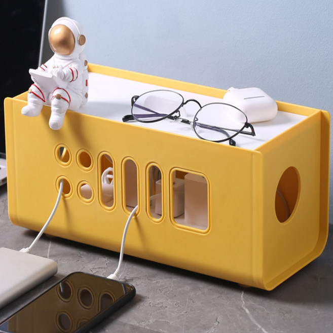 다용도 멀티탭 정리함, 1개, 옐로우