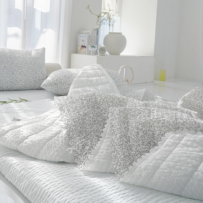 스코홈 국내제조 눈꽃 냉감 시어서커 엣지 차렵이불