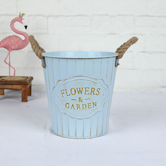 홈플로우 빈티지 철제 인테리어 플라워가든 화분, 블루, 1개