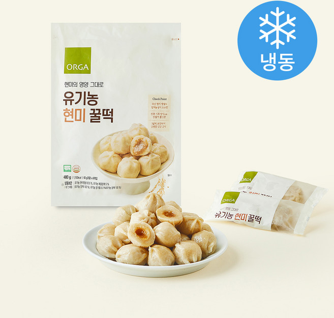 올가홀푸드 유기가공식품 인증 현미 꿀떡 (냉동), 60g, 8개입, 1개