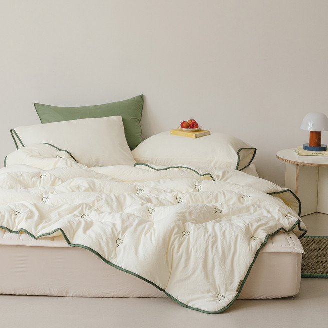 바자르 크리미 마이크로 워싱 자수 사계절 침구세트