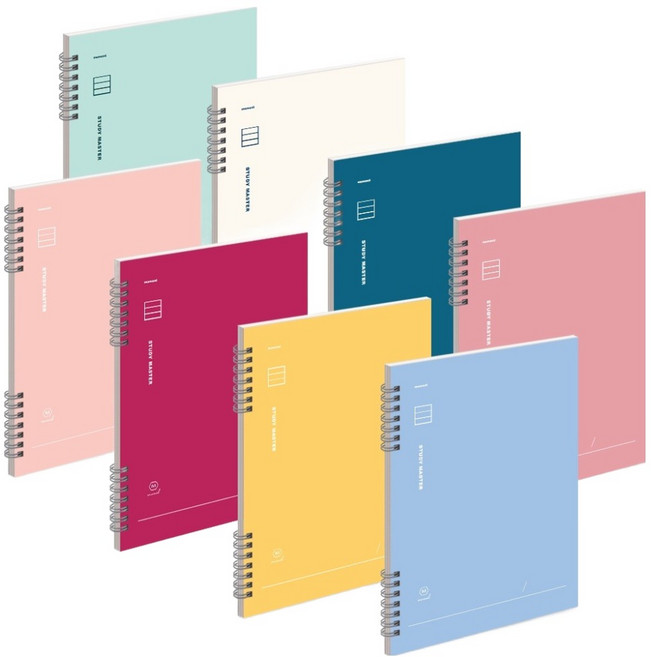 munid 彈簧橫線筆記本 8入組, 多色, 1組