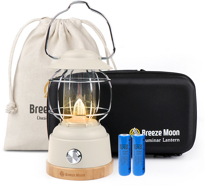 브리즈문 루미나르 감성 캠핑 랜턴 +배터리 5200mAh+하드케이스+파우치, 크림베이지(랜턴), 1세트