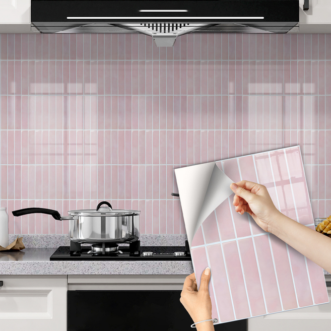 골드픽 히트 주방 셀프 타일 스티커 10p, 베이비핑크
