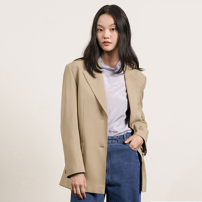 올리브데올리브 여성용 오버사이즈 벨티드 자켓