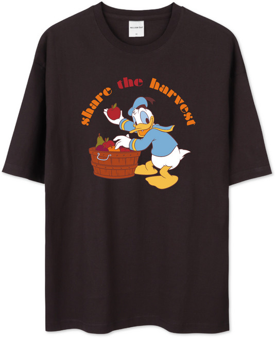 벤힛 남녀공용 디즈니 빅사이즈 도날드덕 오버핏 통기성 반팔 티셔츠 DNMKOM3003F