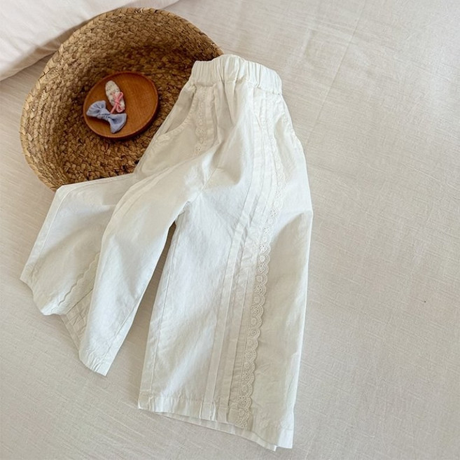 이유몽 여아용 티로나 레이스 밴딩 와이드 데일리 롱 팬츠