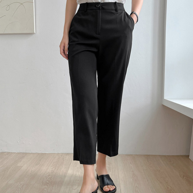 로미스토리 빅사이즈 데일리 밴딩 크롭 슬랙스