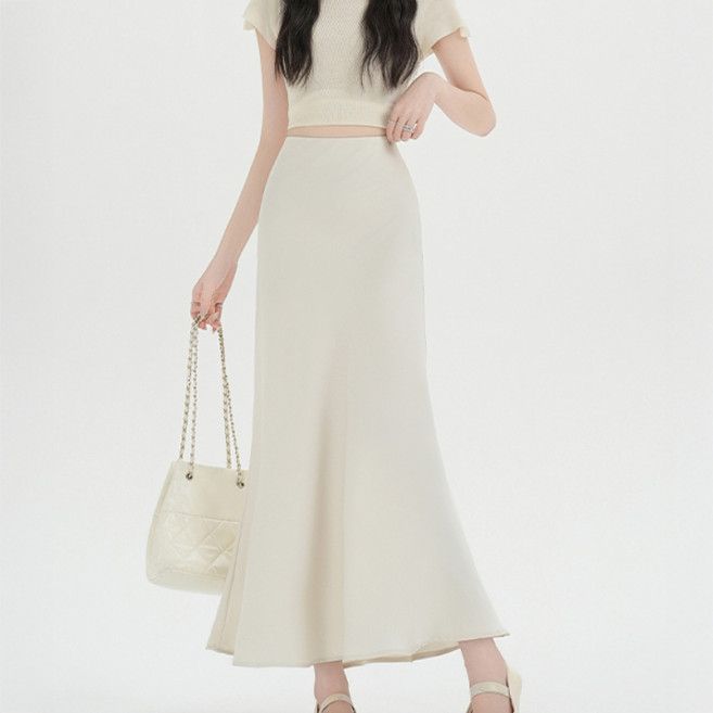 포플러앤씨 여성용 보리소케 새틴 롱 스커트 P26SPSK011313
