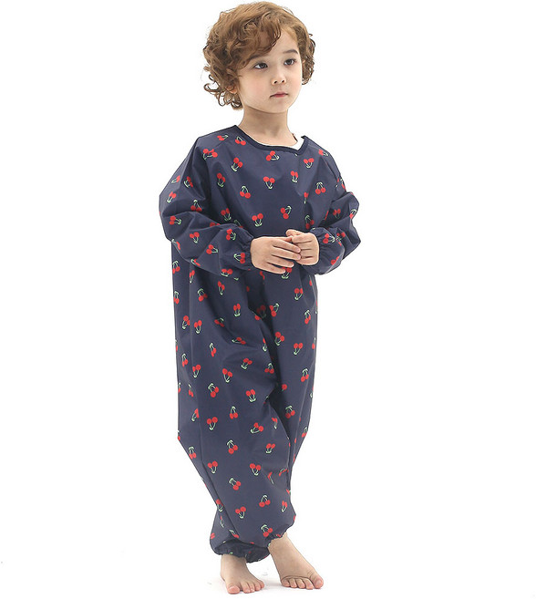 플리에 유아용 전신 방수 가운 지퍼형, 곤색체리