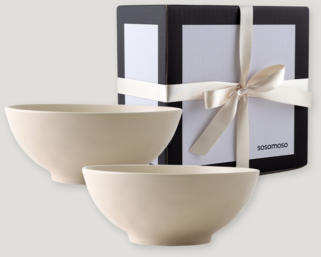 sosomoso 波浪麵碗 2入禮盒組, 1組, 海沙米色