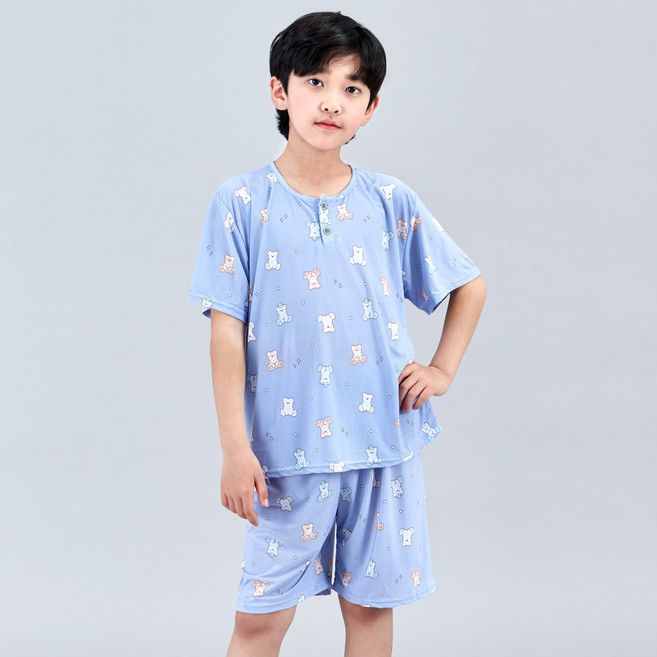 폭스클럽 파티베어 통기성 냉감 반팔 잠옷 상하의 세트