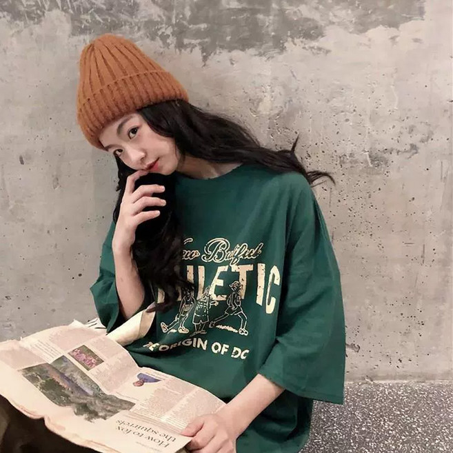 반야스토리 여성용 루즈핏 그래픽 프린트 티셔츠 QQ94