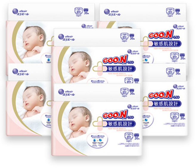 군 플러스 테이프형 기저귀 남여공용, 신생아용(NB), 216매