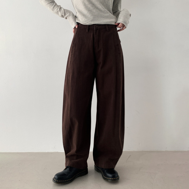 니썸 여성용 브로든 와이드 코튼 기모팬츠