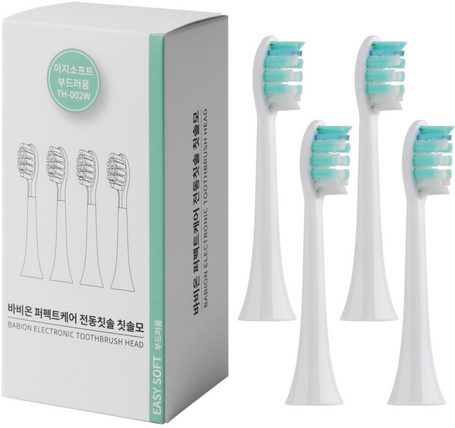 바비온 퍼펙트케어 음파 전동칫솔모 이지소프트 화이트 4p, 1세트