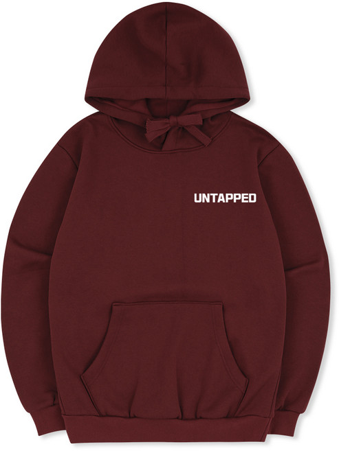 언탭트 남성용 빅사이즈 네이밍로고 기모 후드 티셔츠