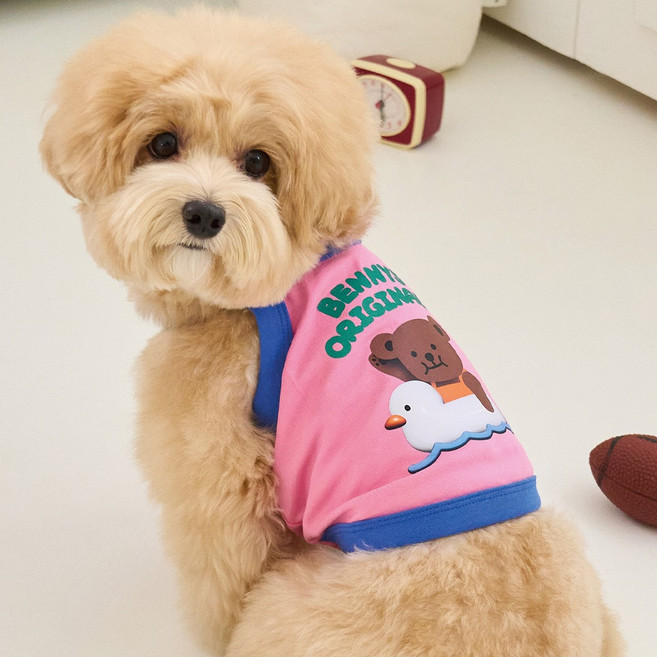BENNYS 狗狗黃色小鴨短版上衣, 1個, 粉紅色