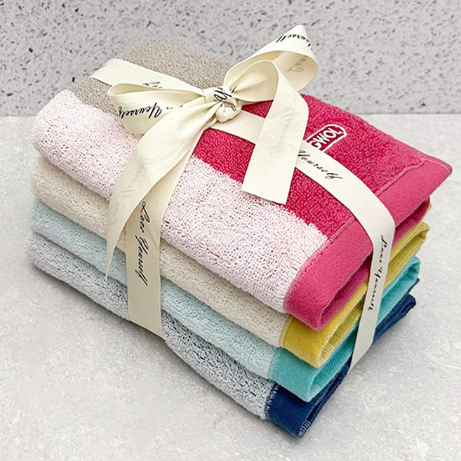 송월타월 컬러웨이34 고리 핸드수건 리본선물포장, 랜덤발송, 4개
