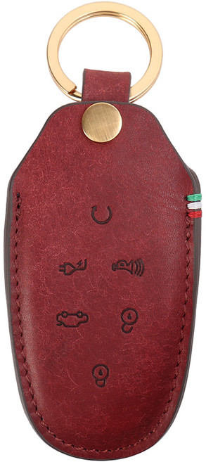 모런 아이오닉5 / 동일모양 6버튼용 가죽 스마트 키케이스, 코랄레드, 현대046E