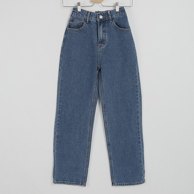 빼빼 여성용 뒷밴딩 루즈핏 일자 청바지
