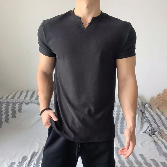 인피어스 남성용 브이넥 여름 반팔 티셔츠 I263-43