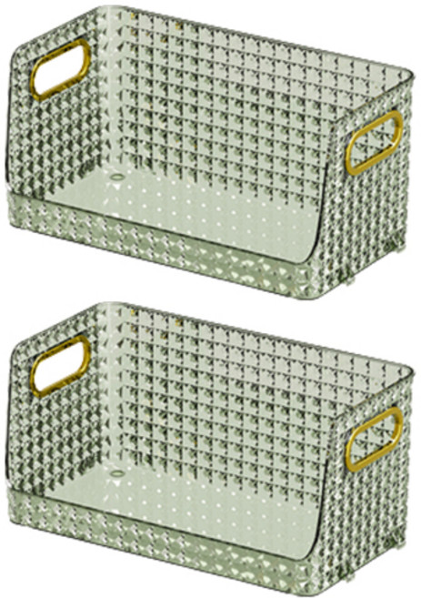 블럭마트 손잡이 화장품 바구니, 그린, 2개