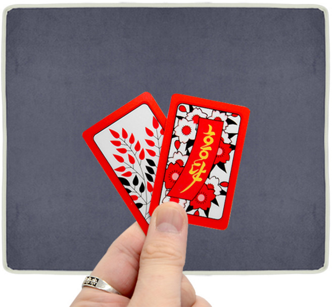 서하의집 금두꺼비 화투패 + 인조세무 화투 놀이매트 세트, 레드 + 그레이, 1개